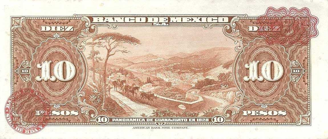 Back of Mexico p58g: 10 Pesos from 1959