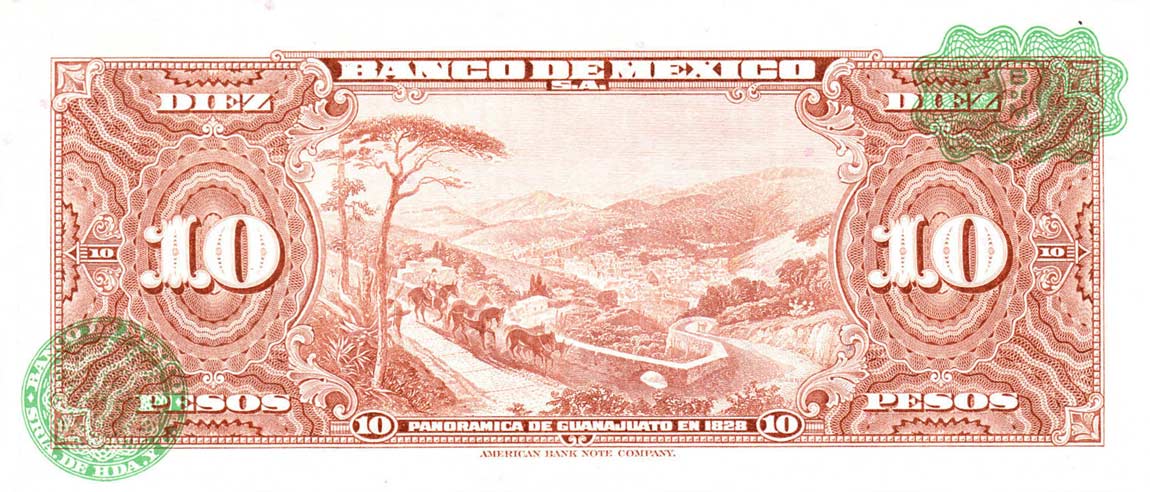 Back of Mexico p58i: 10 Pesos from 1961