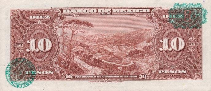 Back of Mexico p58l: 10 Pesos from 1967