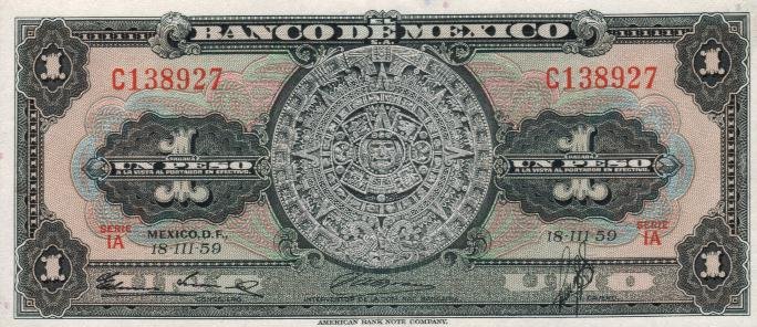 Front of Mexico p59e: 1 Peso from 1959