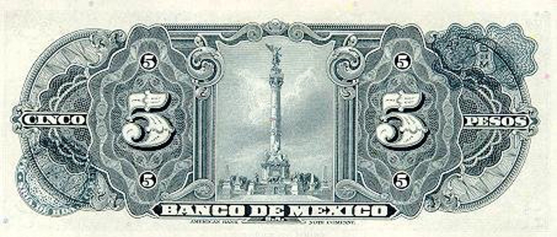 Back of Mexico p60i: 5 Pesos from 1969