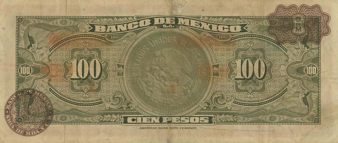 Back of Mexico p61b: 100 Pesos from 1963