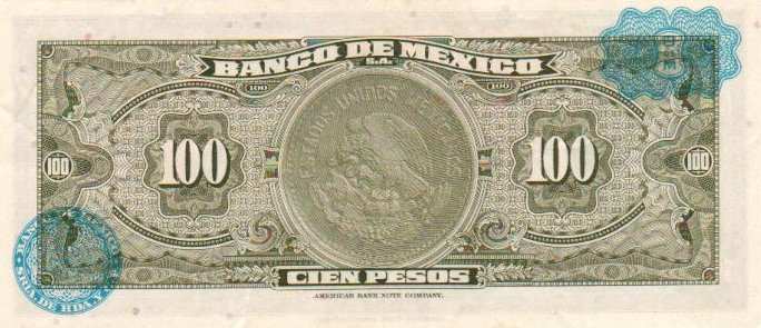 Back of Mexico p61c: 100 Pesos from 1965