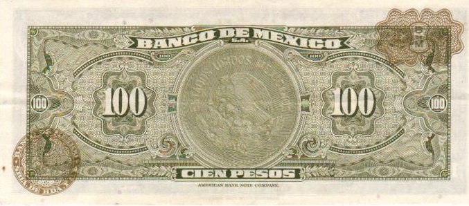 Back of Mexico p61g: 100 Pesos from 1972