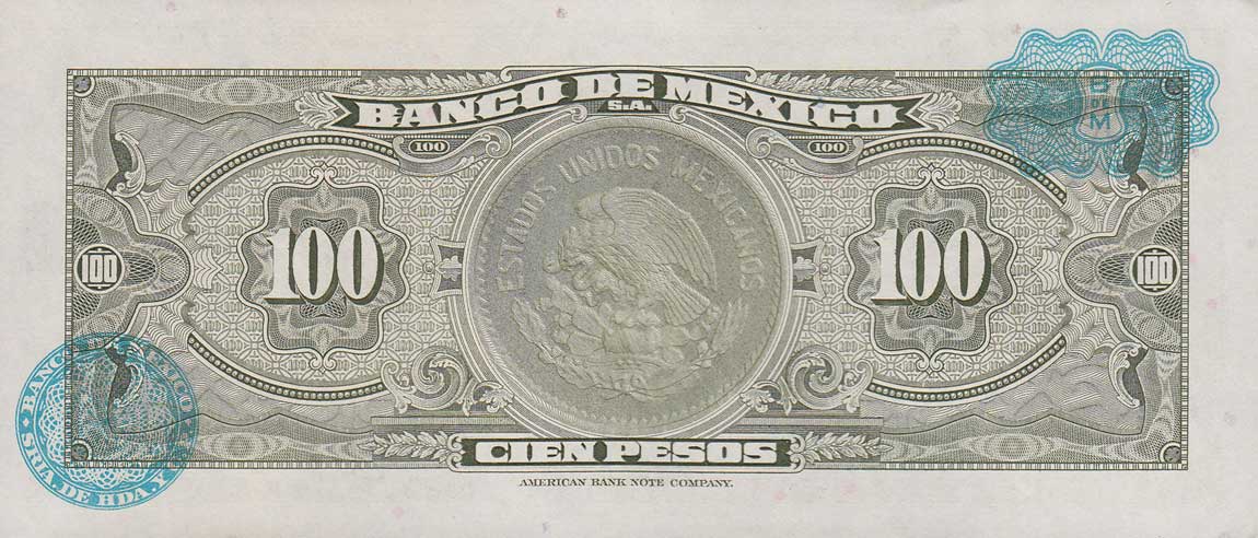 Back of Mexico p61h: 100 Pesos from 1972