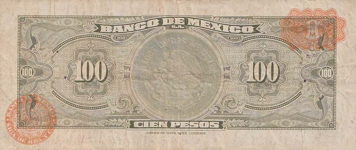 Back of Mexico p61i: 100 Pesos from 1973