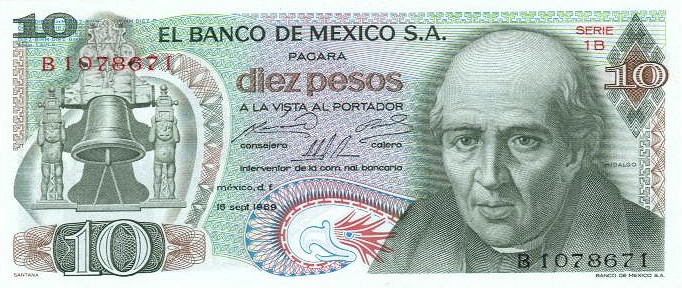 Front of Mexico p63a: 10 Pesos from 1969