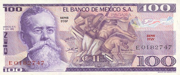 Front of Mexico p66b: 100 Pesos from 1978