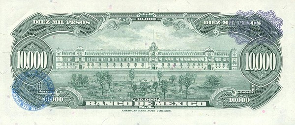 Back of Mexico p72: 10000 Pesos from 1978