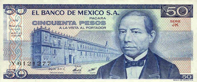 Front of Mexico p73: 50 Pesos from 1981