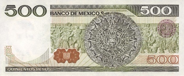 Back of Mexico p75a: 500 Pesos from 1981