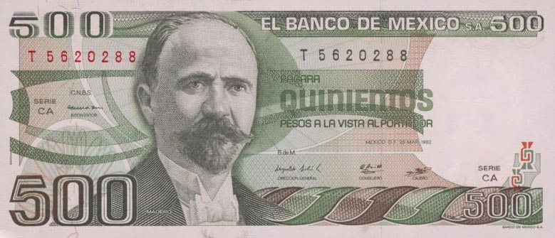 Front of Mexico p75b: 500 Pesos from 1982