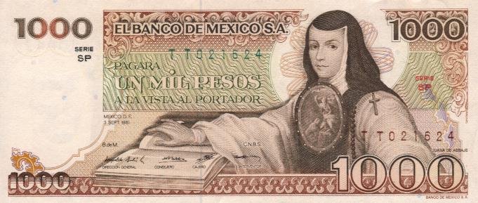 Front of Mexico p76c: 1000 Pesos from 1981