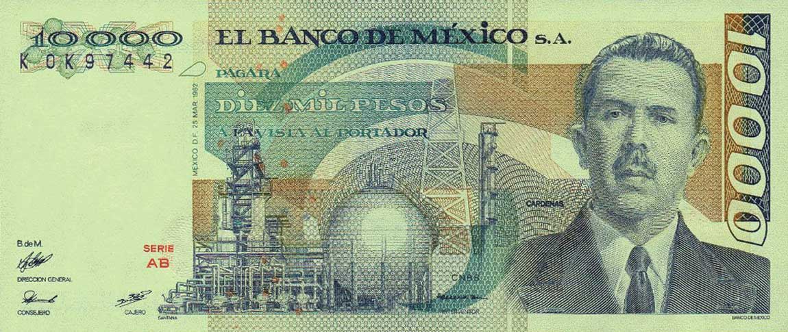 Front of Mexico p78b: 10000 Pesos from 1982