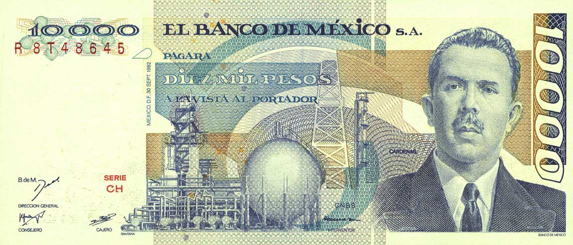 Front of Mexico p78c: 10000 Pesos from 1982
