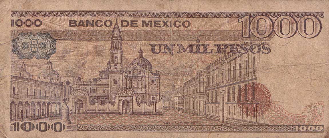 Back of Mexico p80a: 1000 Pesos from 1983