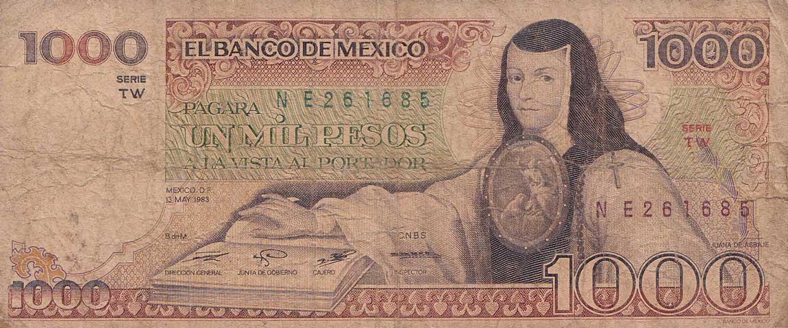 Front of Mexico p80a: 1000 Pesos from 1983