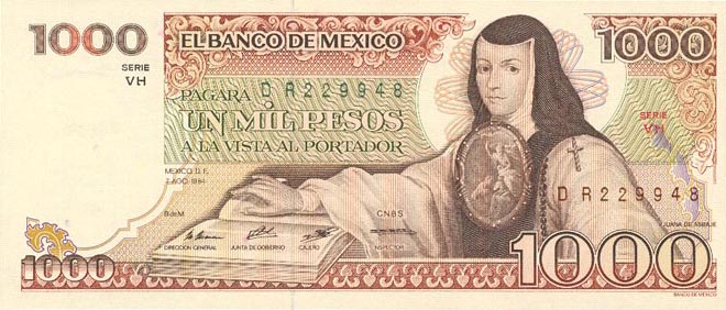 Front of Mexico p80b: 1000 Pesos from 1984