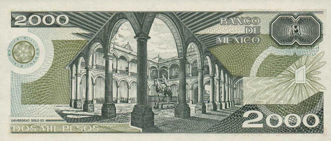 Back of Mexico p82b: 2000 Pesos from 1984