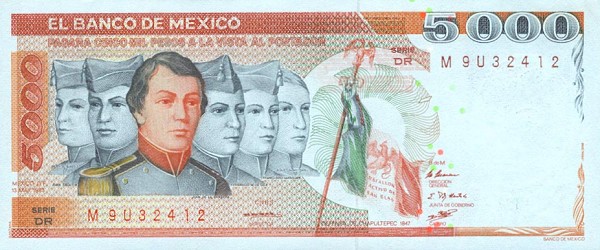 Front of Mexico p83a: 5000 Pesos from 1983