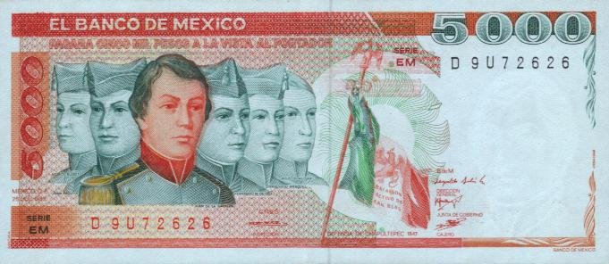 Front of Mexico p83b: 5000 Pesos from 1983