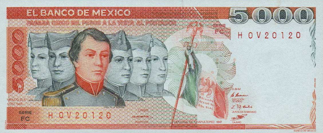 Front of Mexico p83c: 5000 Pesos from 1983