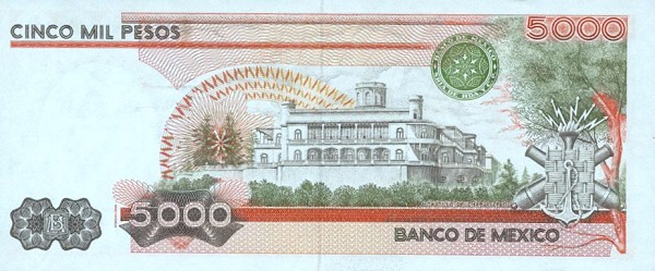 Back of Mexico p87: 5000 Pesos from 1985