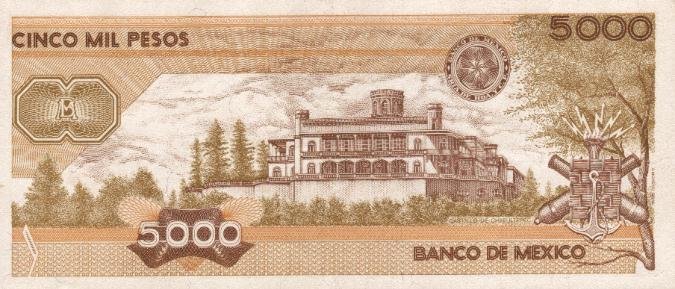 Back of Mexico p88a: 5000 Pesos from 1985