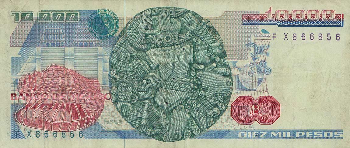 Back of Mexico p89a: 10000 Pesos from 1985
