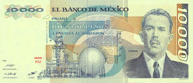 Front of Mexico p89b: 10000 Pesos from 1985