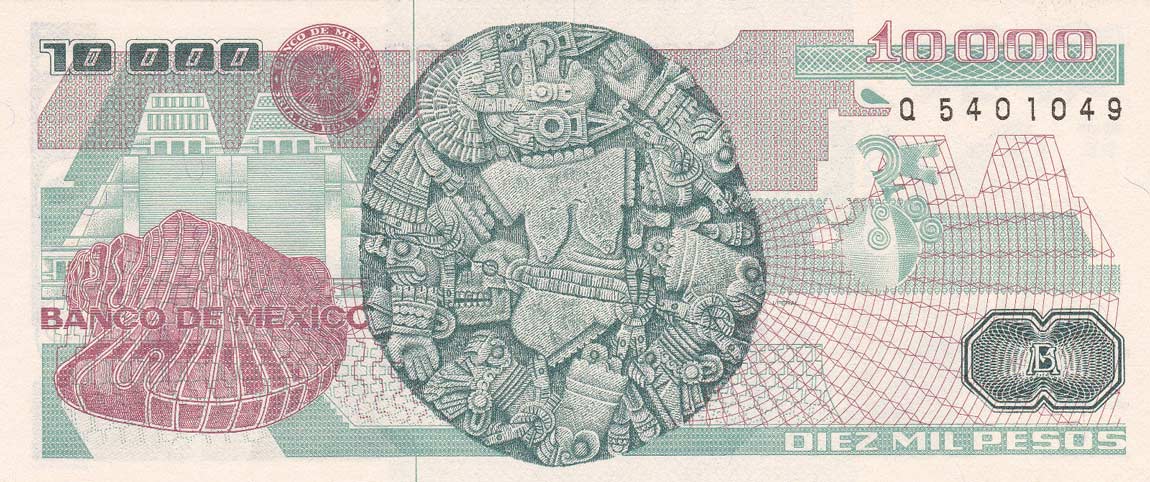 Back of Mexico p90c: 10000 Pesos from 1989