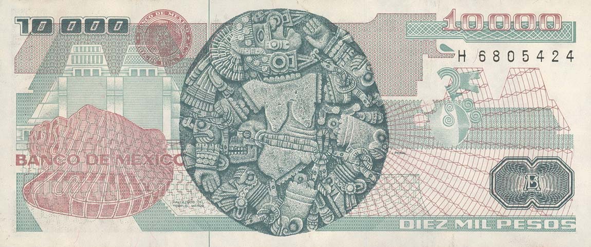 Back of Mexico p90d: 10000 Pesos from 1991