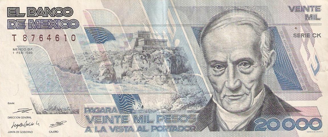 Front of Mexico p92a: 20000 Pesos from 1988