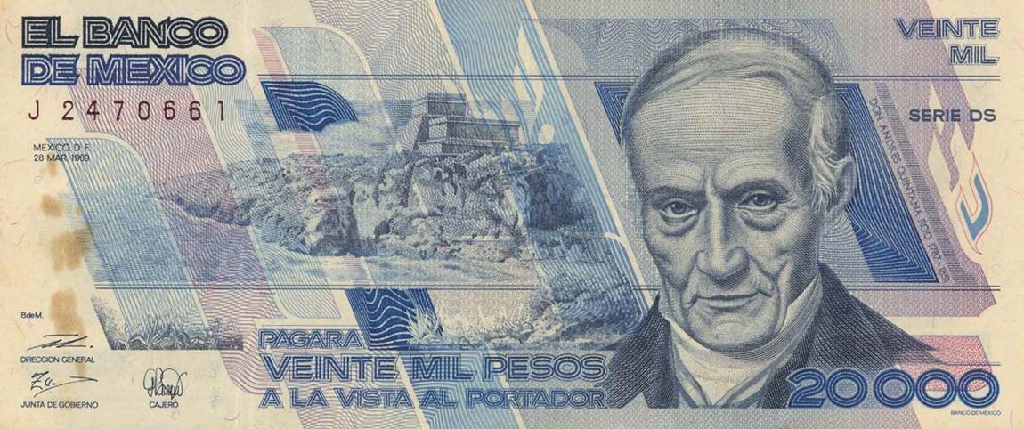 Front of Mexico p92b: 20000 Pesos from 1989