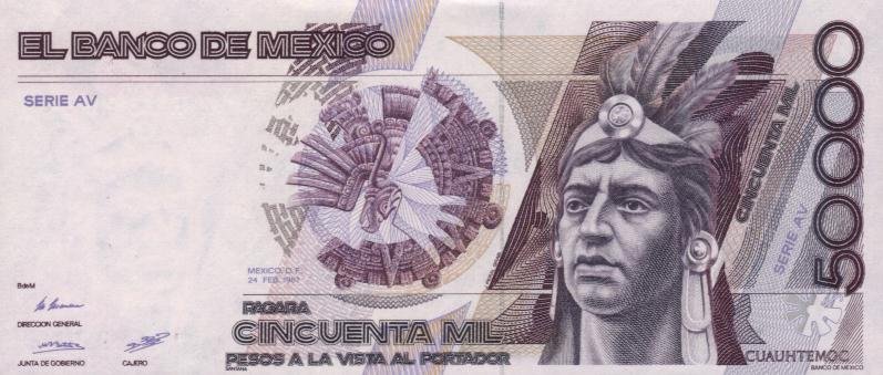 Front of Mexico p93a: 50000 Pesos from 1986