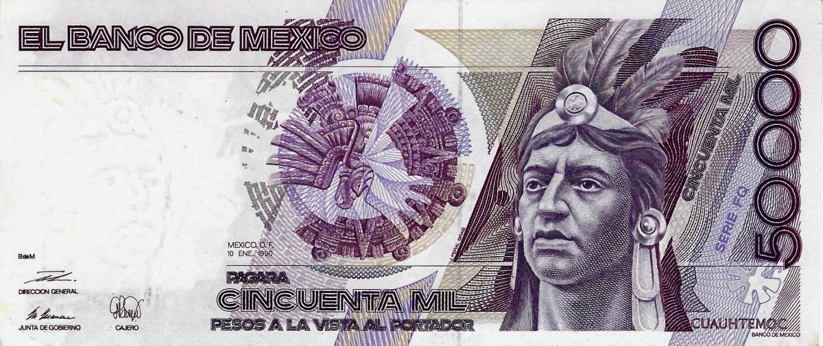 Front of Mexico p93b: 50000 Pesos from 1989