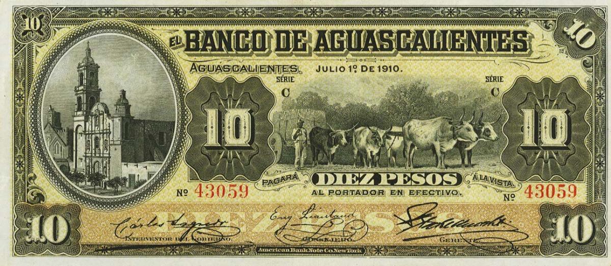 Front of Mexico pS102c: 10 Pesos from 1902