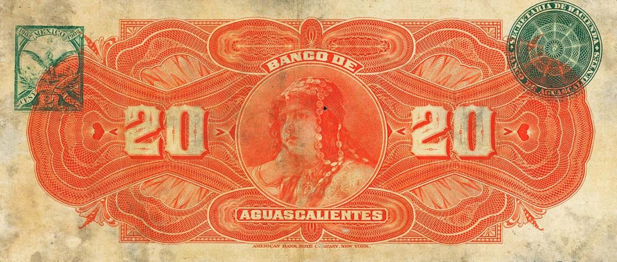 Back of Mexico pS103a: 20 Pesos from 1902