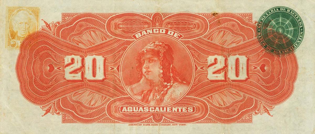 Back of Mexico pS103b: 20 Pesos from 1902