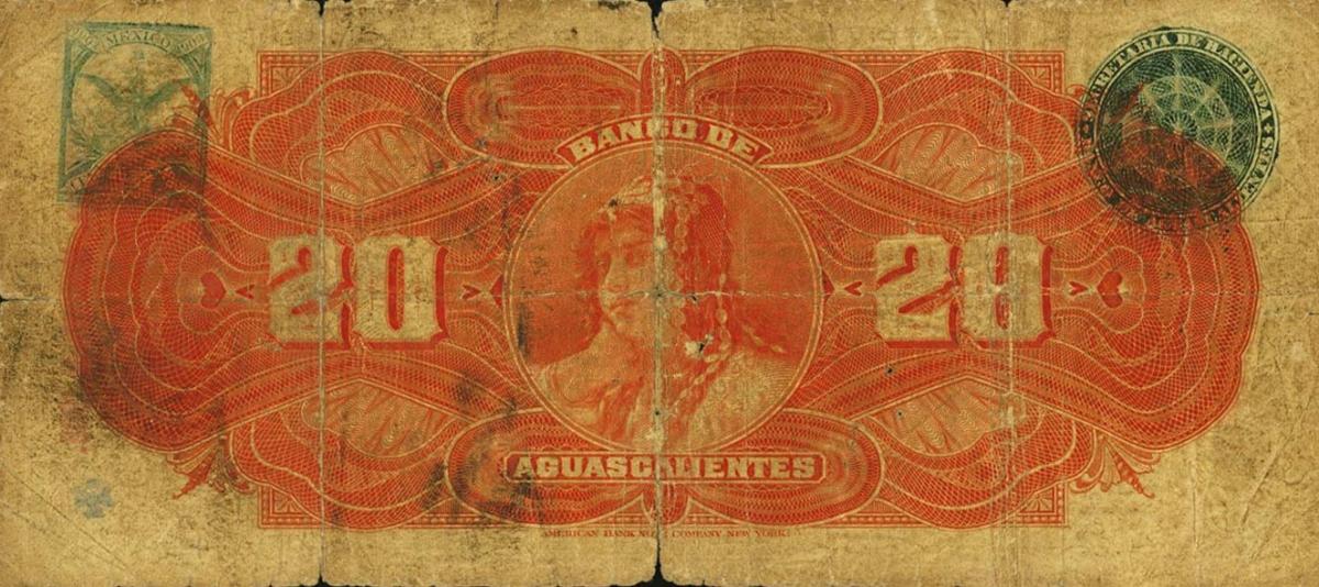 Back of Mexico pS103c: 20 Pesos from 1902