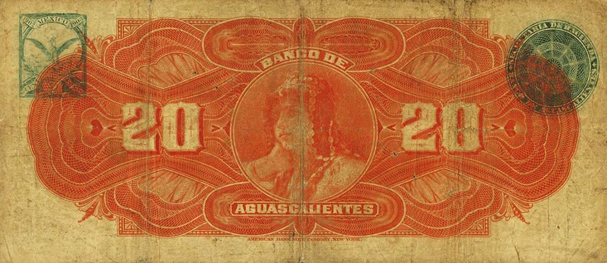 Back of Mexico pS103d: 20 Pesos from 1902