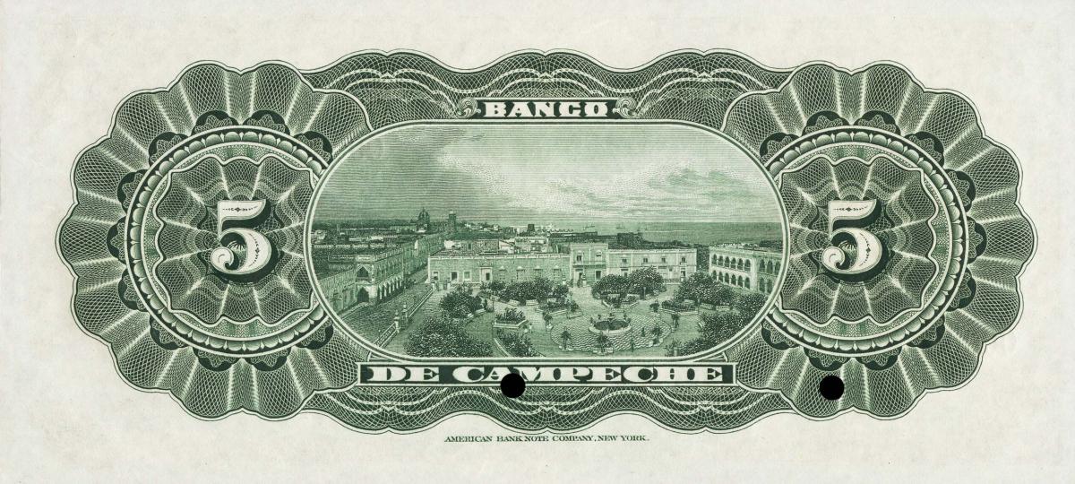 Back of Mexico pS108s: 5 Pesos from 1903