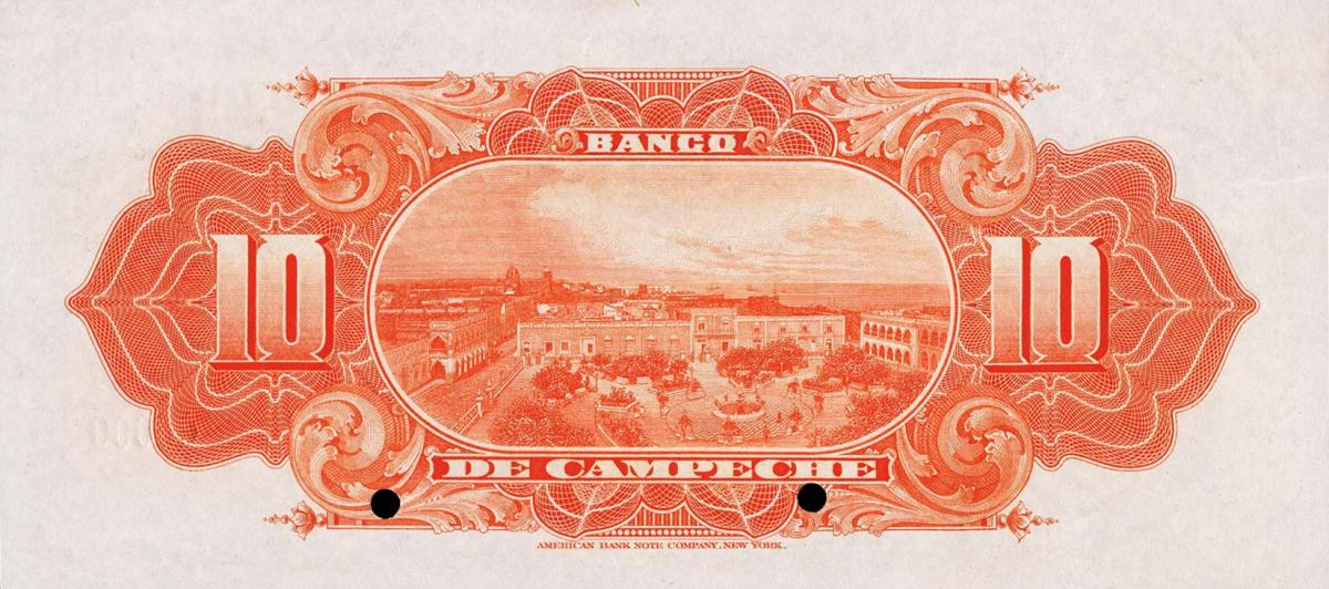 Back of Mexico pS109s: 10 Pesos from 1903