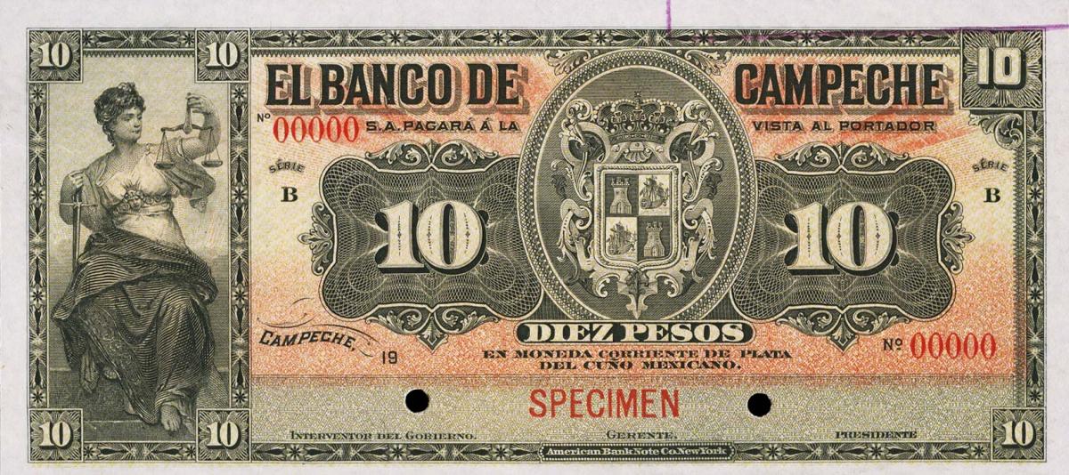 Front of Mexico pS109s: 10 Pesos from 1903