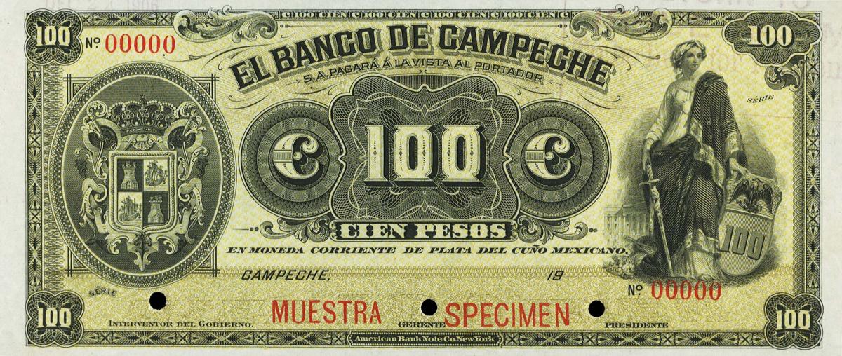 Front of Mexico pS112s: 100 Pesos from 1903