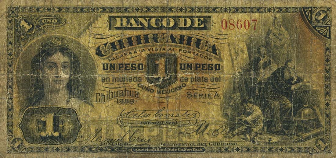 Front of Mexico pS120a: 1 Peso from 1889