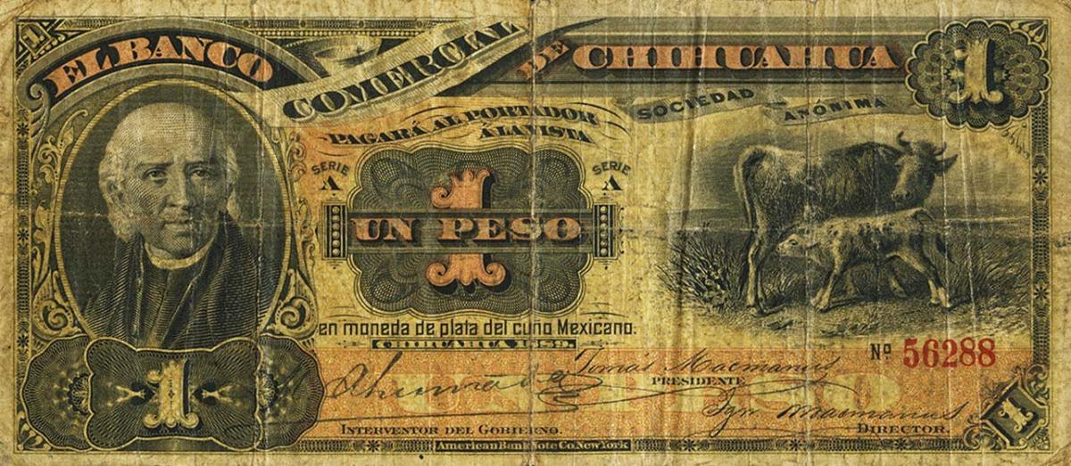 Front of Mexico pS126a: 1 Peso from 1889