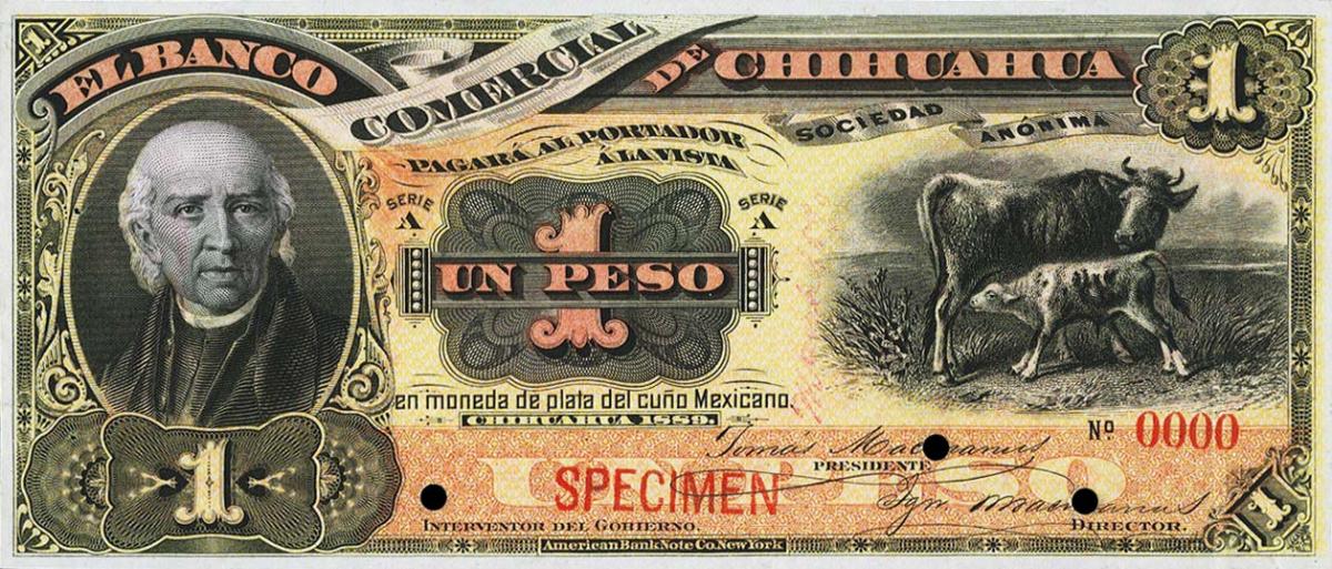 Front of Mexico pS126s: 1 Peso from 1889