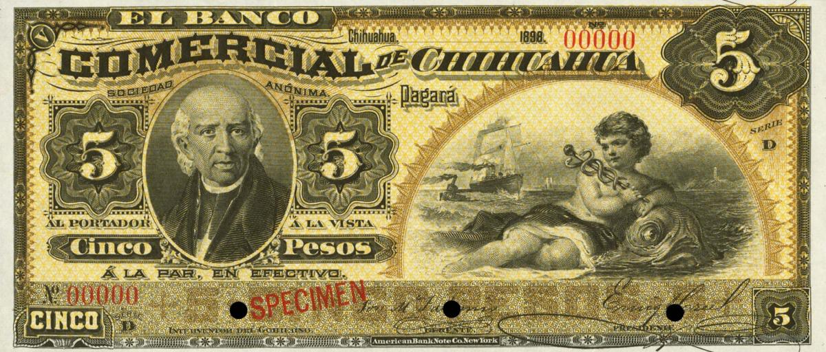 Front of Mexico pS127As: 5 Pesos from 1898