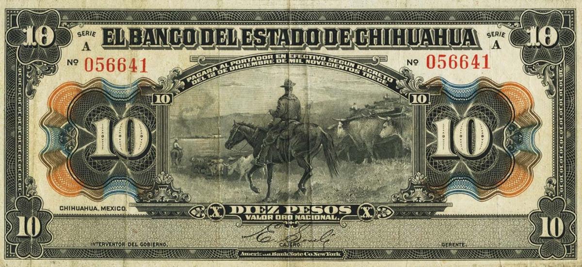 Front of Mexico pS133a: 10 Pesos from 1913